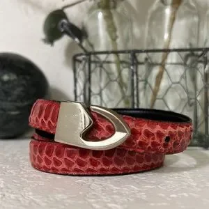 Accessories | Vintage Red Genuine Snakeskin Belt 2832 Serpi 